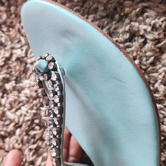 Leather Sandals. Flats. Size 7 diamond 💎 details. - Picture 5 of 8